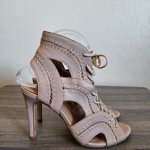 Joie Remy Gladiator High-Heel Nude Cutout Leather Sandal Open Toe Size Women's 6
